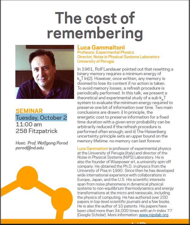 Seminar: the cost of remembering